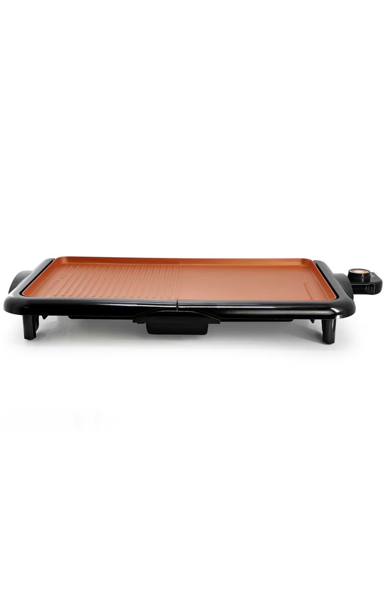 Megachef 18.89 Inch Electric Grill and Griddle in Black with Copper Coating, Alternate, color, Black
