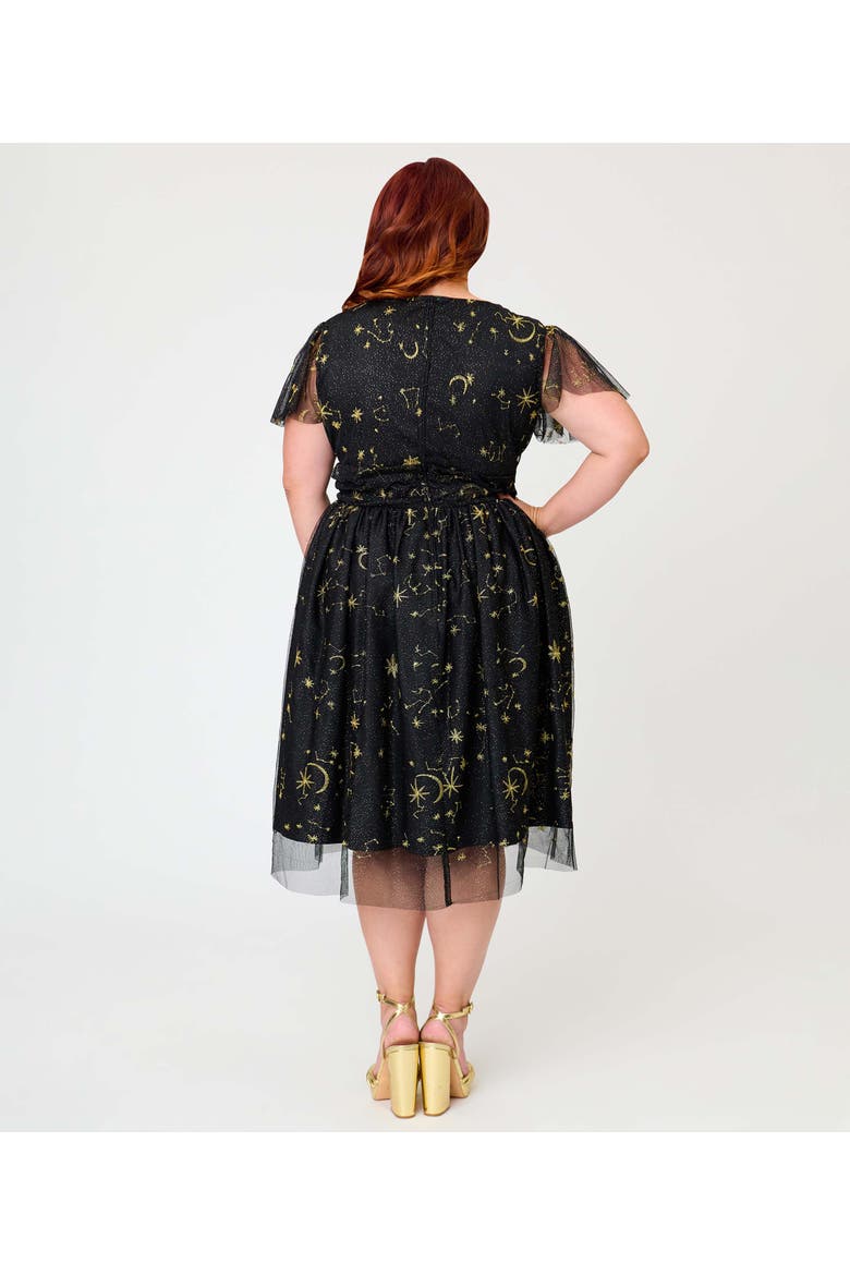 Plus Size Midori Swing Dress, Alternate, color, Black Celestial Print