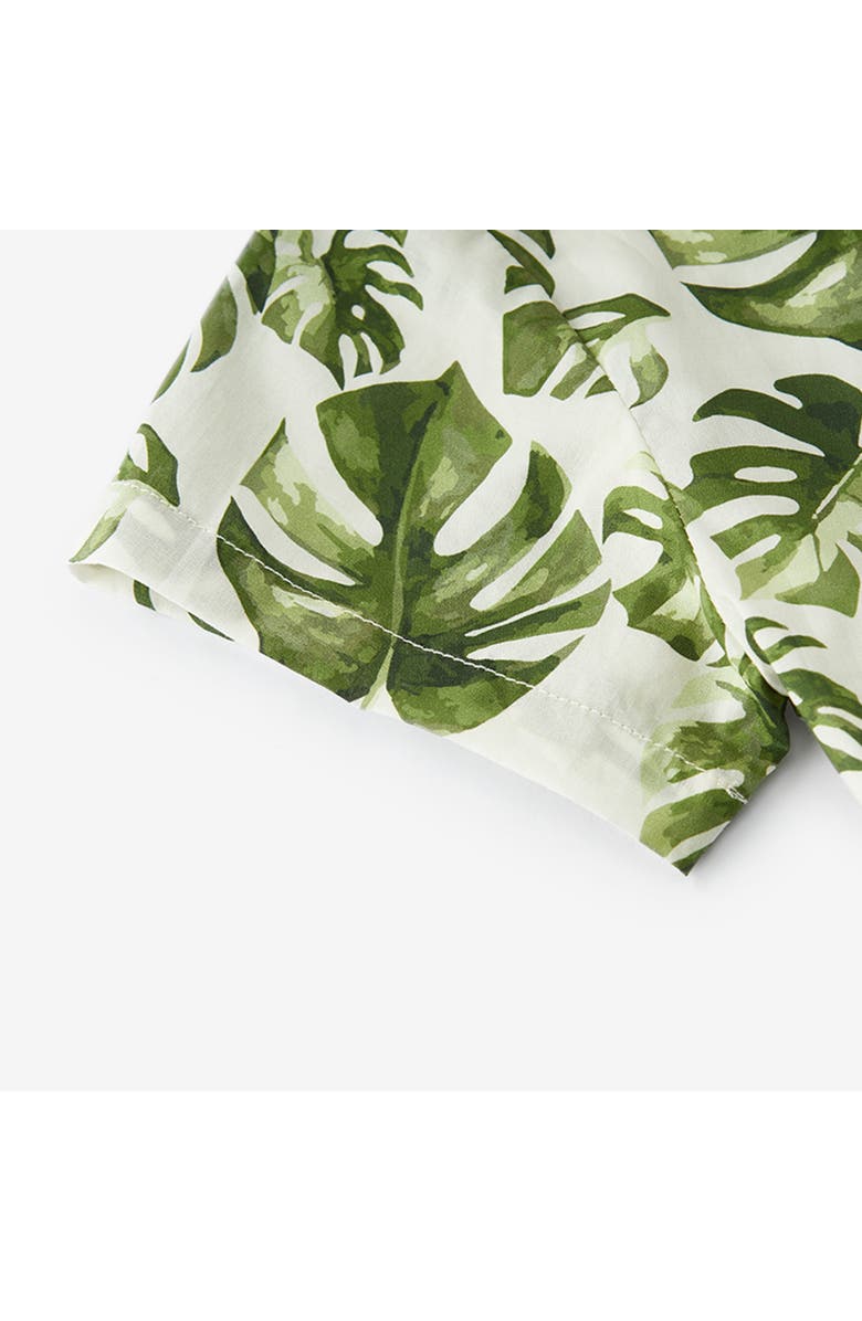 Milkbarn Collar Button-Up Shirt and Shorts Set, Alternate, color, Island Leaf