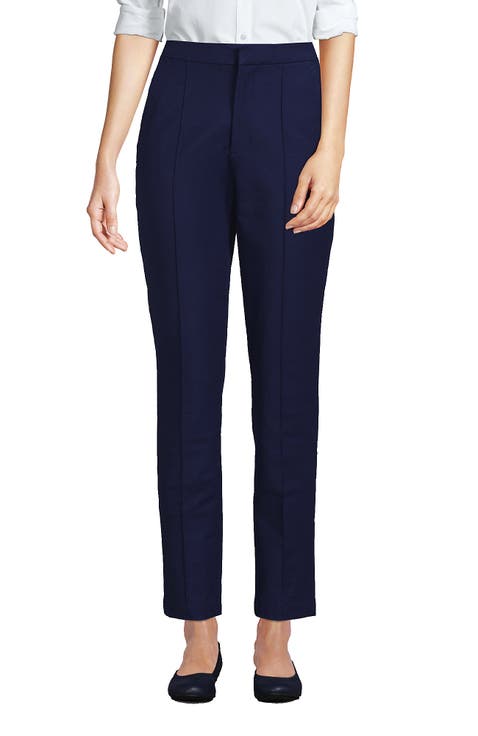 High Rise Bi Stretch Pintuck Pencil Ankle Pants