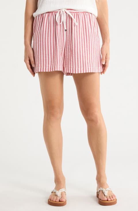 Stripe Drawstring Waist Shorts