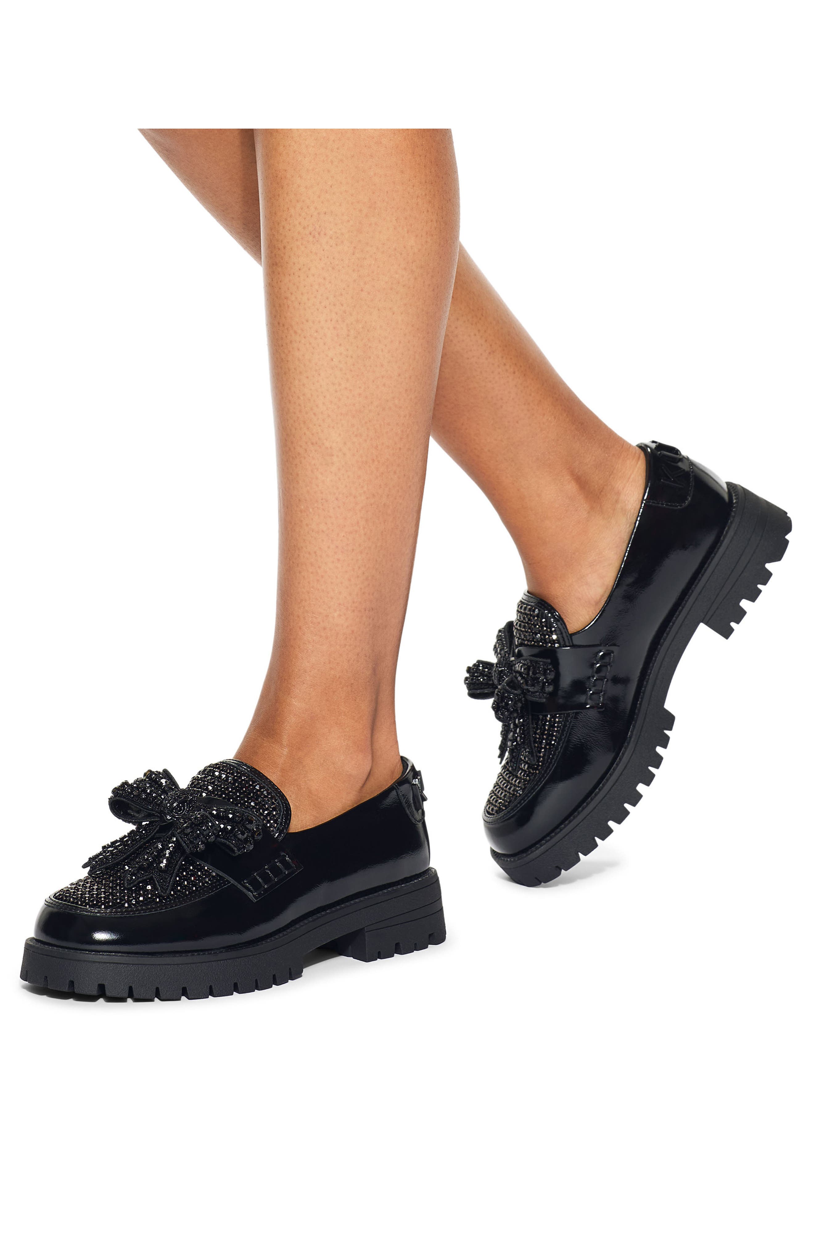 Kurt Geiger London Crystal Bow Platform Loafer, Alternate, color, Black