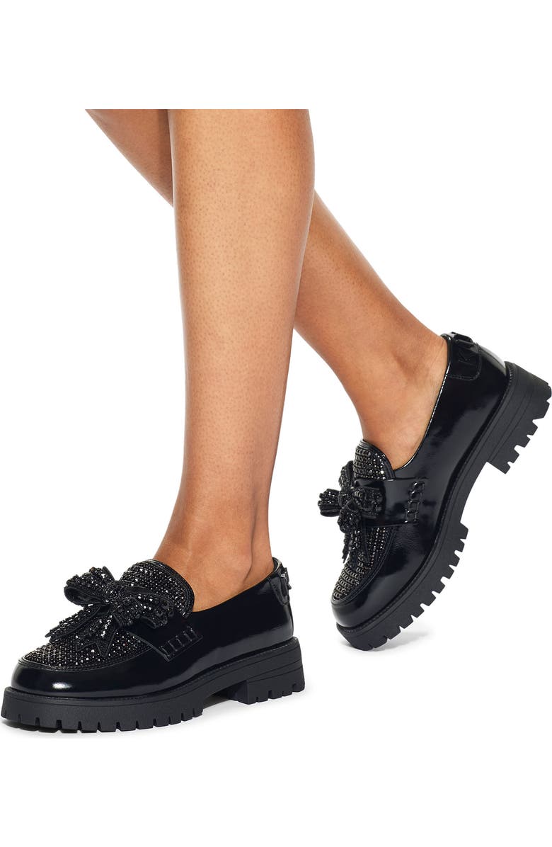 Kurt Geiger London Crystal Bow Platform Loafer, Alternate, color, Black