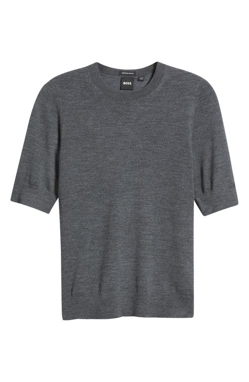 Hugo Boss Boss Farbella Short Sleeve Virgin Wool Sweater In Gray