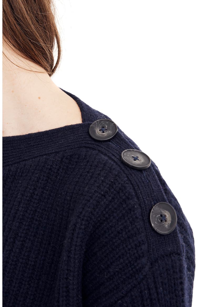 Boat Neck Button Shoulder Sweater, Alternate, color, NAVY