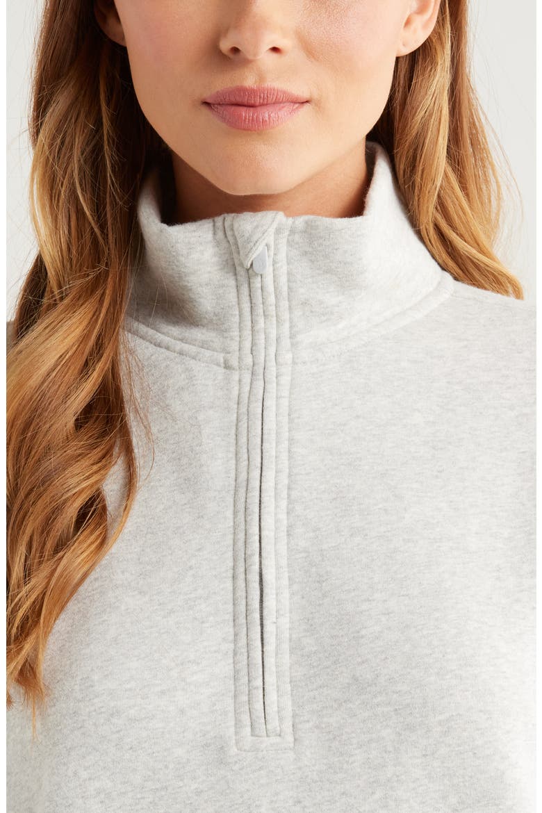 Cloud Fleece Long Sleeve Quarter Zip Dress, Alternate, color, GREY LIGHT HEATHER