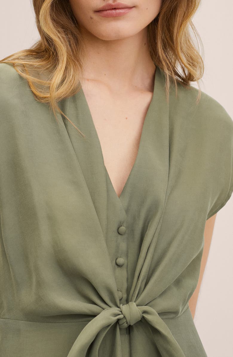 MANGO Tie Front Midi Dress, Alternate, color, 