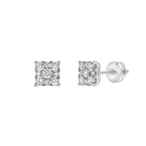 Nova 14K Gold Cluster Lab Grown Diamond Unisex Earrings - 0.33 Cts
