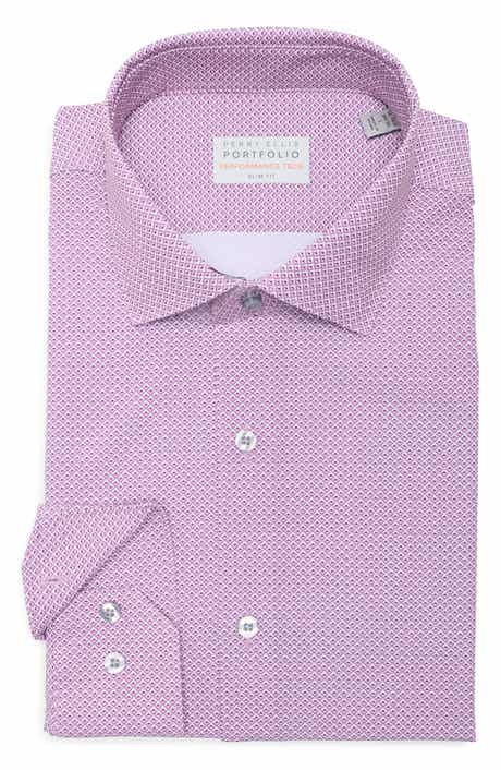 Perry Ellis Slim Fit Geometric Print Performance Tech Dress Shirt