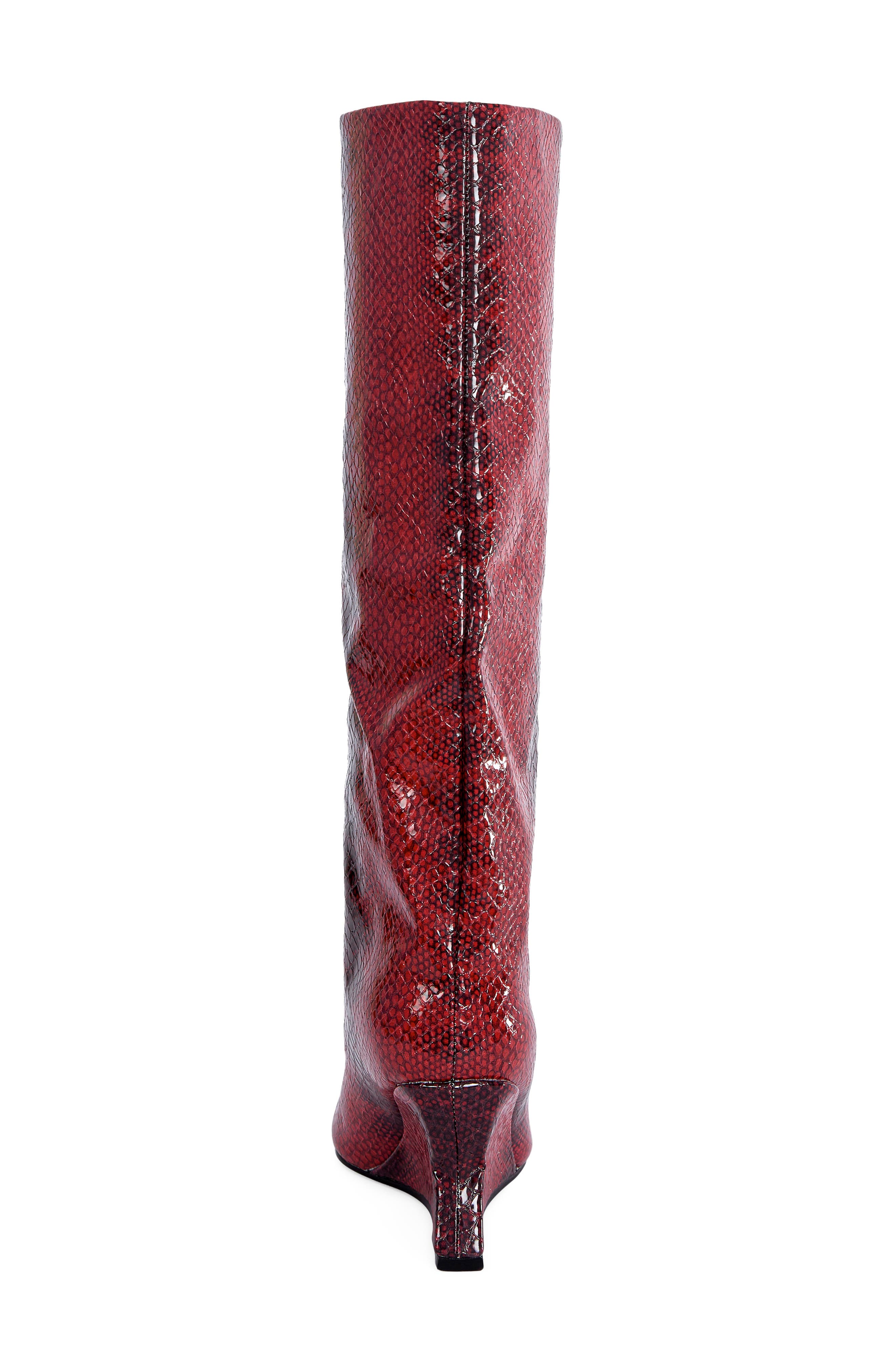Brun Faux Snakeskin Knee High Wedge Boot, Alternate, color, RED MULTI