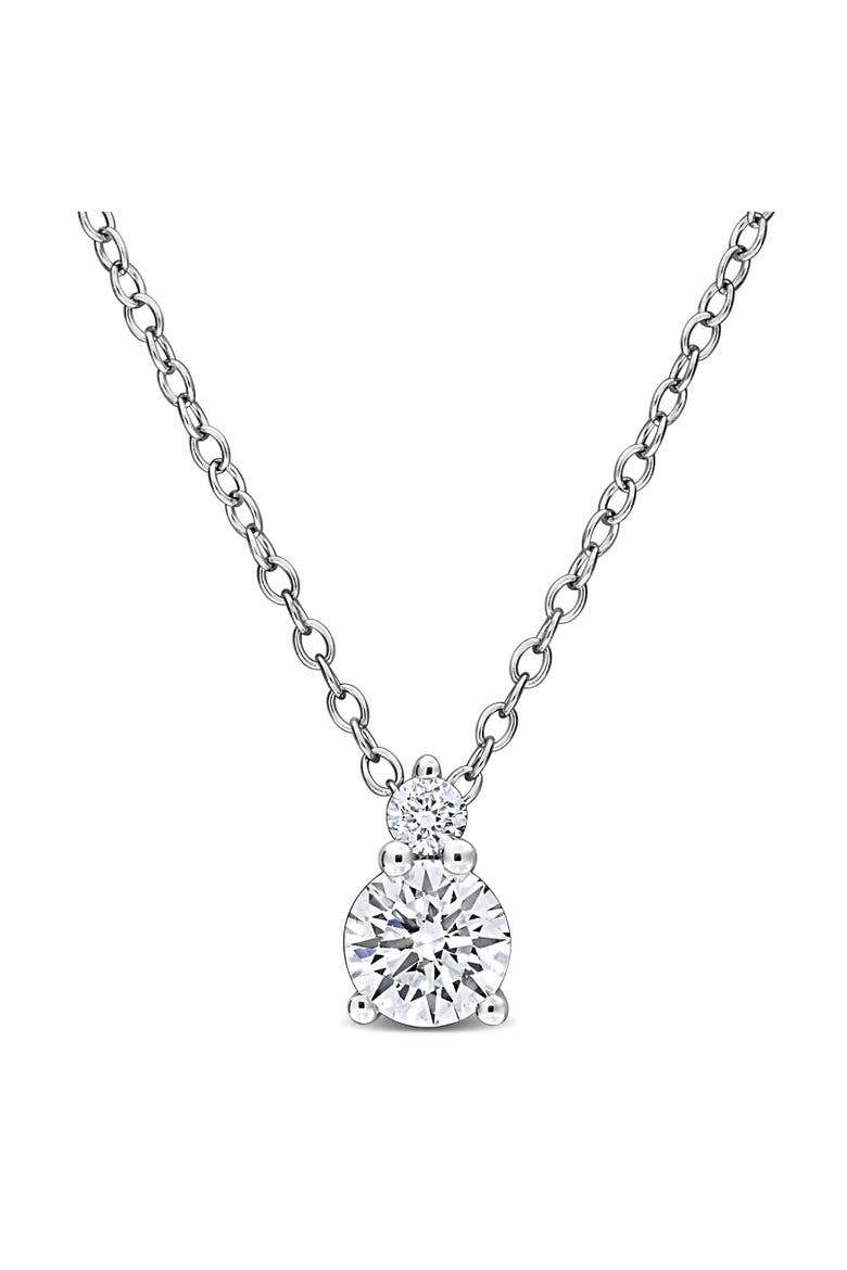 Lab-Grown Diamond Two-Stone Necklace, Main, color, Sterling silver