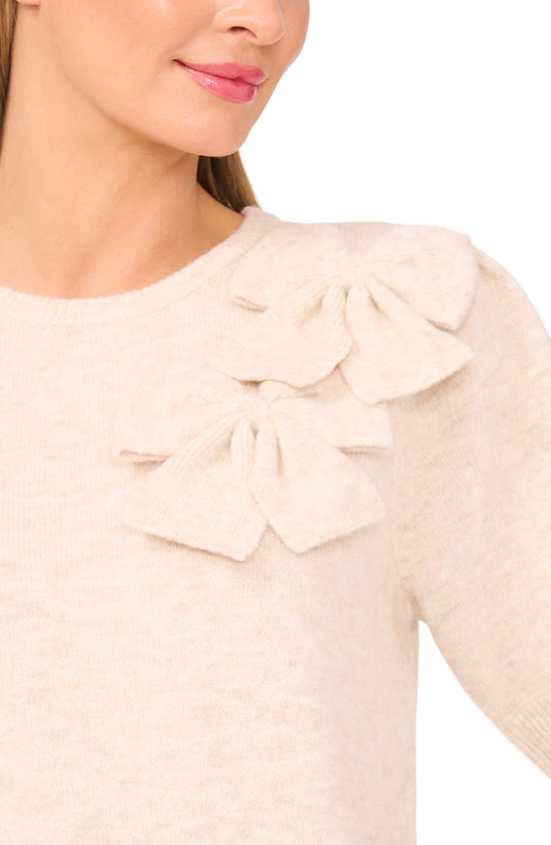 CeCe Bow Detail Puff Sleeve Sweater, Alternate, color, Malted