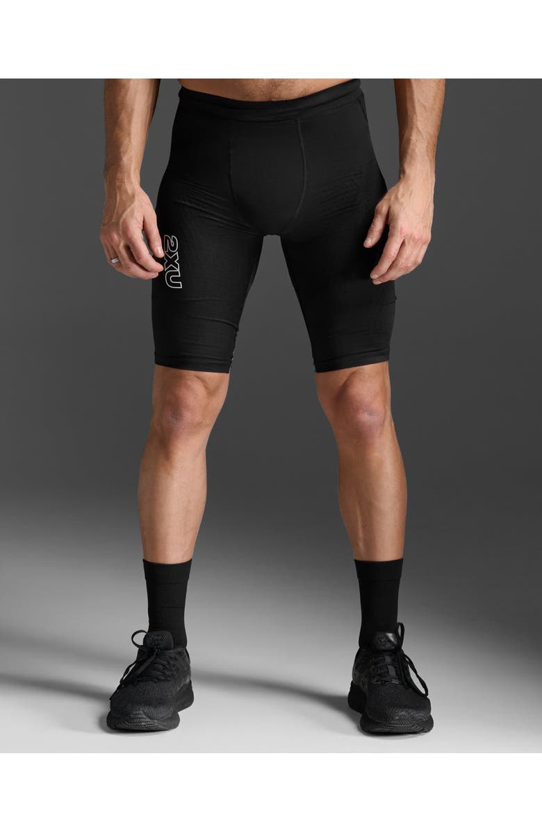 2XU Light Speed React Comp Shorts, Main, color, Black/White Reflective
