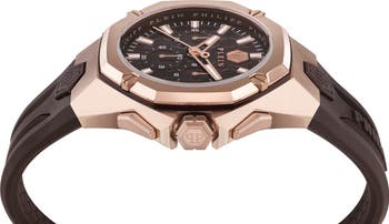 Octagon Chronograph Silicone Strap Watch, 44mm