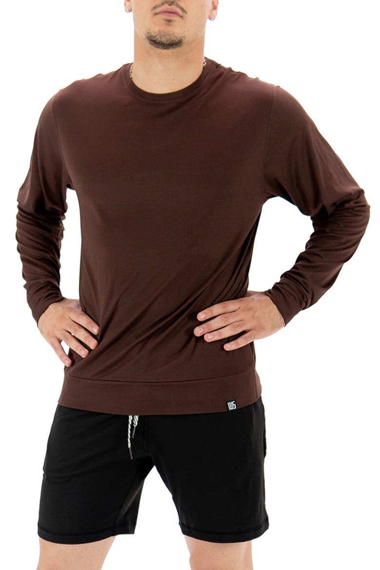 Lounge Stretch Sweatshirt, Alternate, color, BROWN