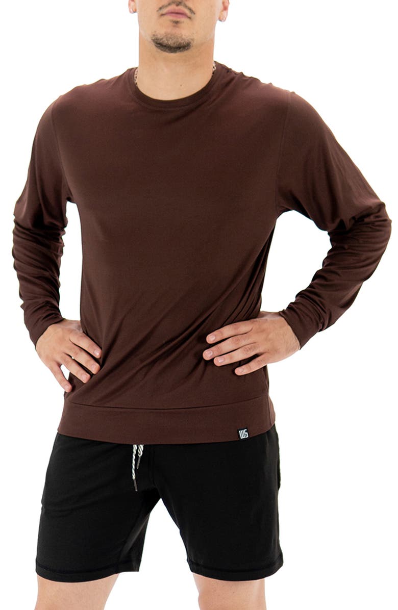 WARRIORS AND SCHOLARS Lounge Stretch Sweatshirt, Alternate, color, Brown