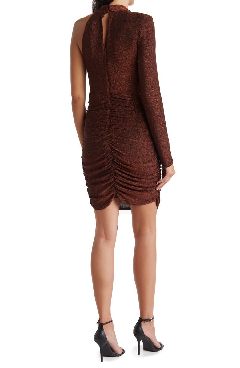 NICHOLAS Olympia Metallic Ruched One-Shoulder Dress, Alternate, color, 