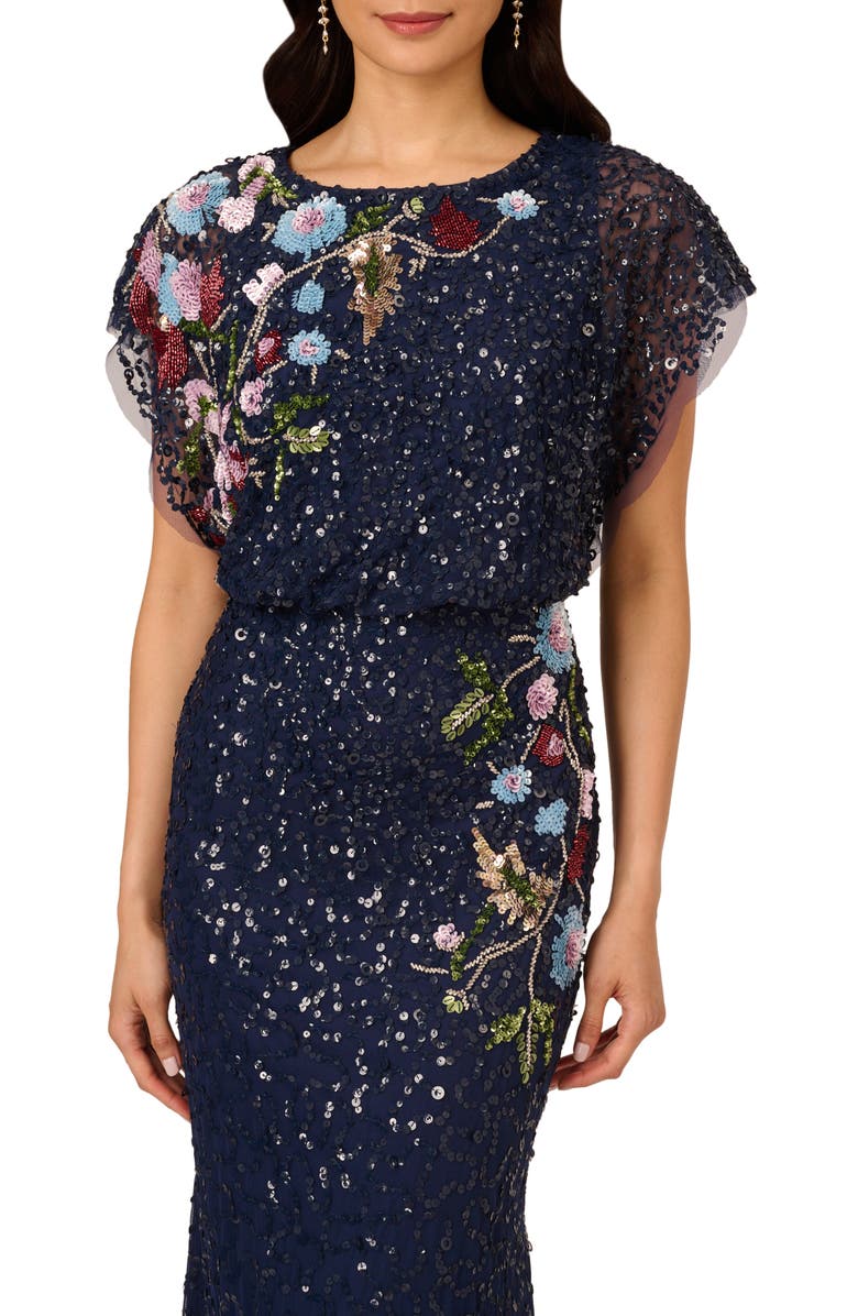 Adrianna Papell Beaded Mermaid Gown, Alternate, color, 