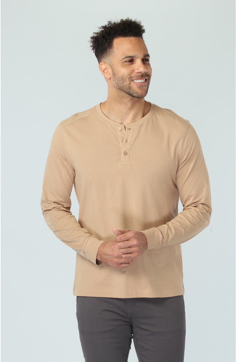 Vustra Gilded Beige Long Sleeve Henley, Main, color, 