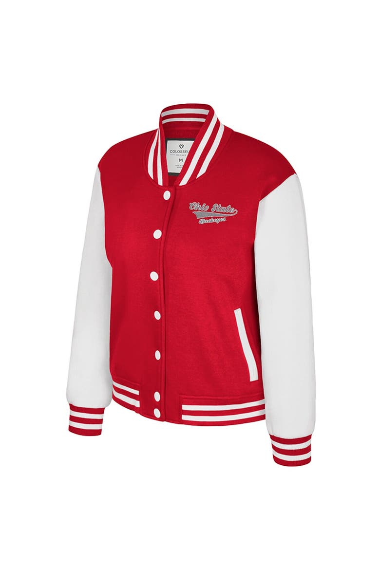Women's Colosseum Scarlet Ohio State Buckeyes French Baguette Full Snap Fleece Jacket, Alternate, color, Scarlet