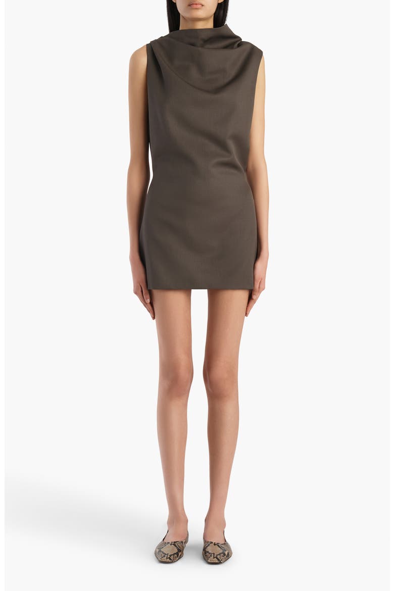 Astor Sleeveless Draped Virgin Wool Minidress, Main, color, CLOVE
