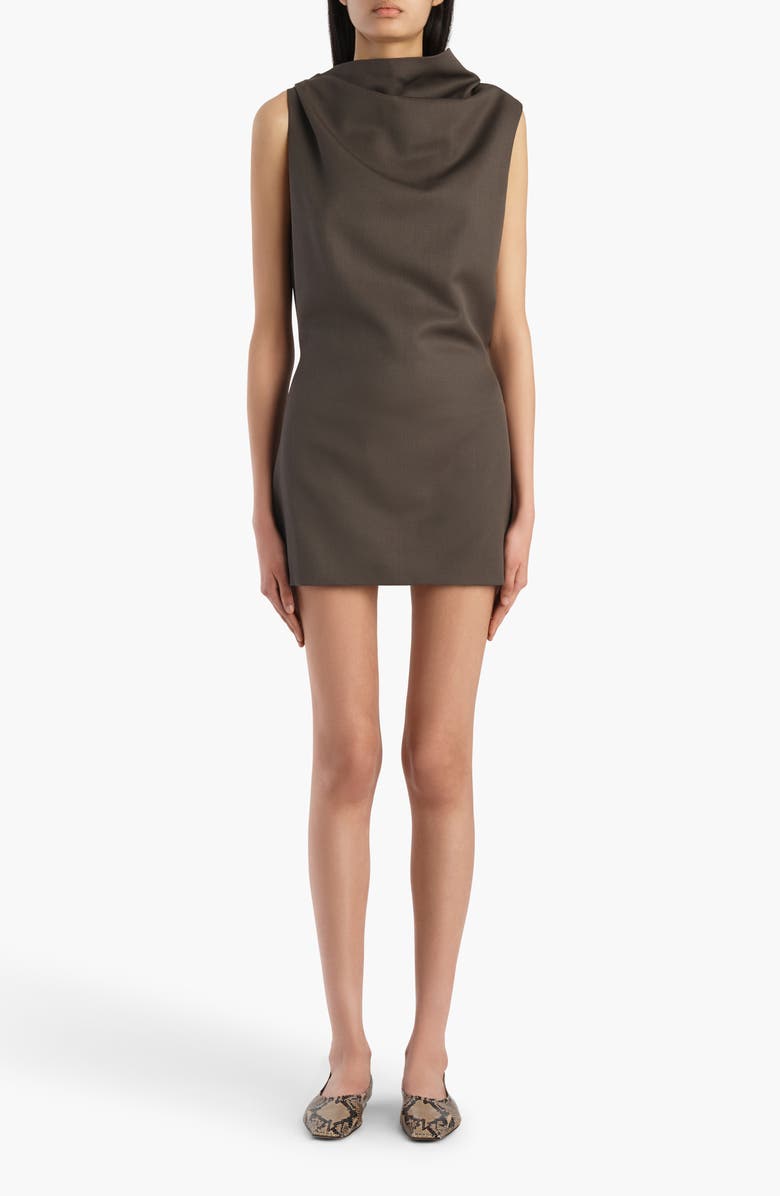 Khaite Astor Sleeveless Draped Virgin Wool Minidress, Main, color, Clove
