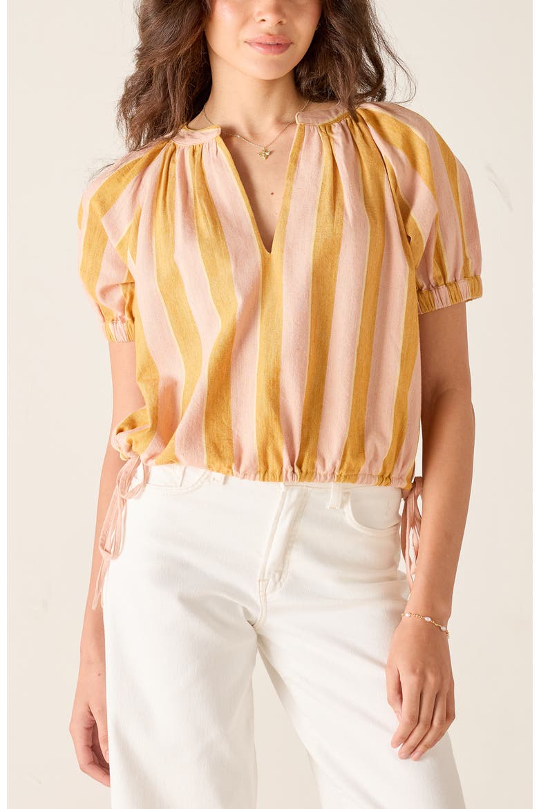 Poete Short Sleeve Top, Main, color, Apricot Stripe