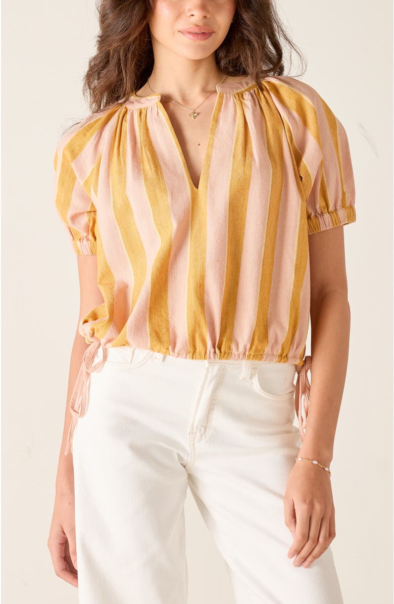 Voyageur by MERSEA Poete Short Sleeve Top, Main, color, Apricot Stripe