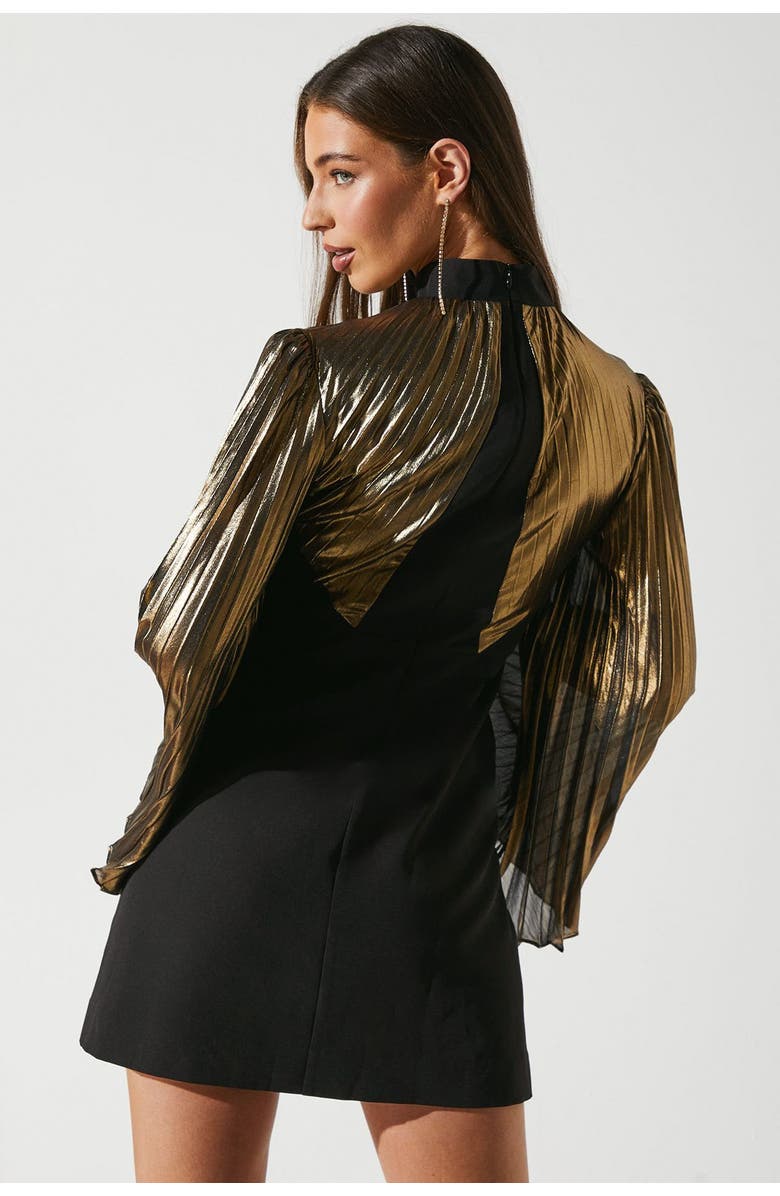 Coast Party Metallic Long Sleeve Mini Dress, Alternate, color, Dark Bronze