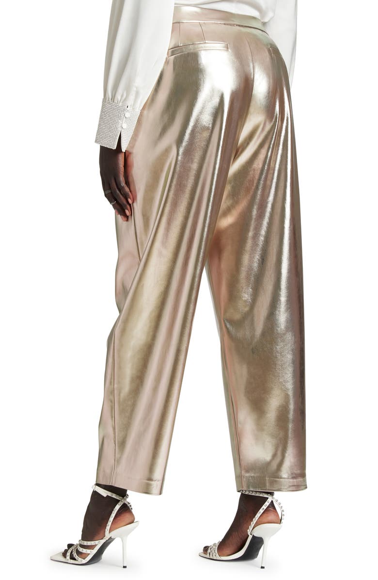 ELOQUII Metallic Faux Leather Straight Leg Pants, Alternate, color, 