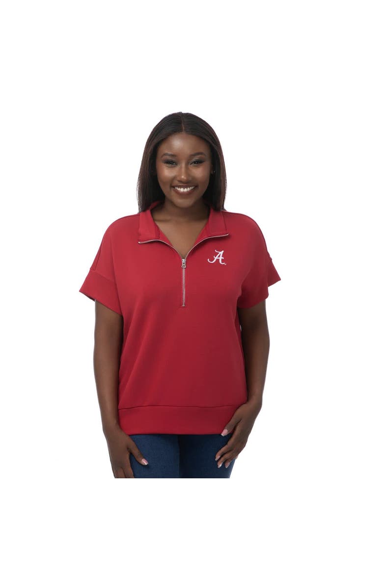 Women's ZooZatz Crimson Alabama Crimson Tide Tri-Blend Quarter-Zip Flowy Top, Main, color, Crimson