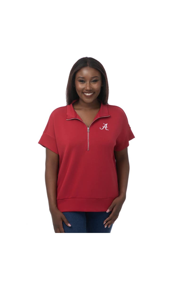 ZOOZATZ Women's ZooZatz Crimson Alabama Crimson Tide Tri-Blend Quarter-Zip Flowy Top, Main, color, Crimson