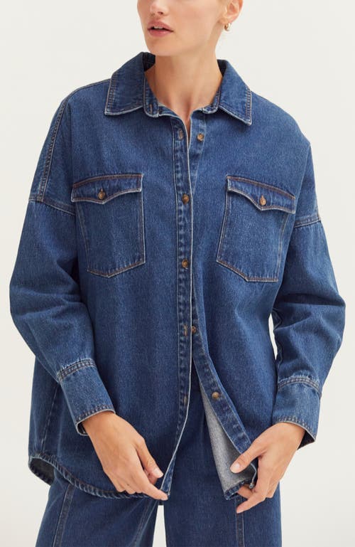Crescent Denim Button Up Shirt In Animal Print