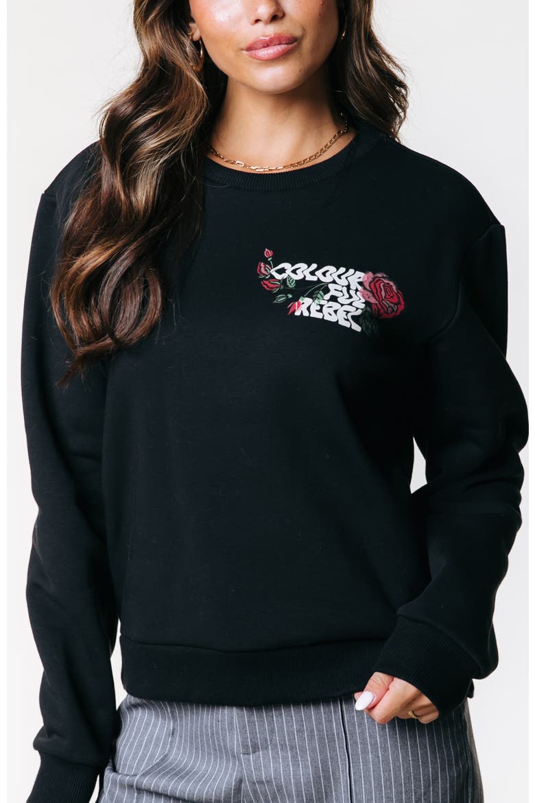 Flower Logo Wave Relaxed Sweat, Main, color, Black
