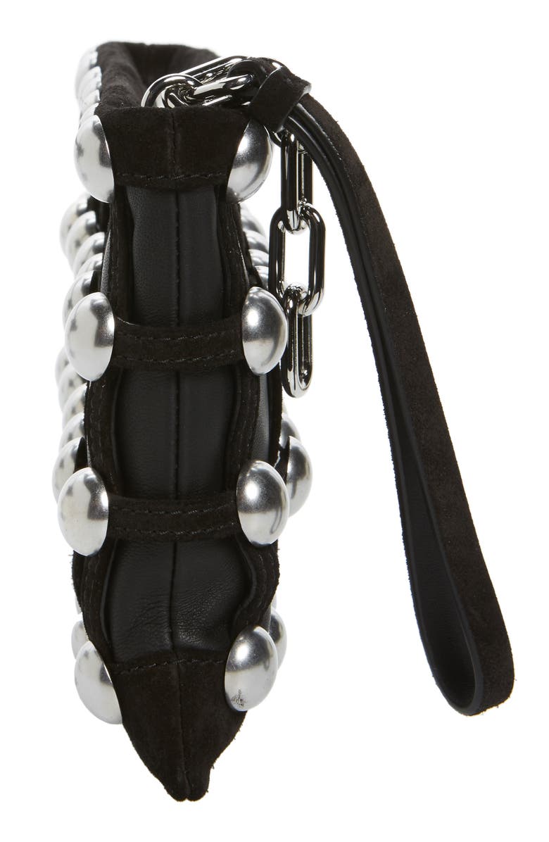 Alexander Wang Roxy Studded Cage Leather Wristlet, Alternate, color, 