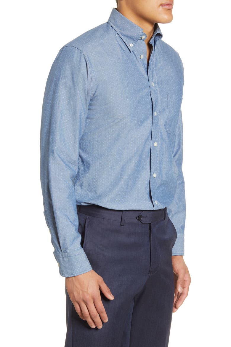 Soft Casual Line Slim Fit Chambray Dot Casual Shirt, Alternate, color, BLUE