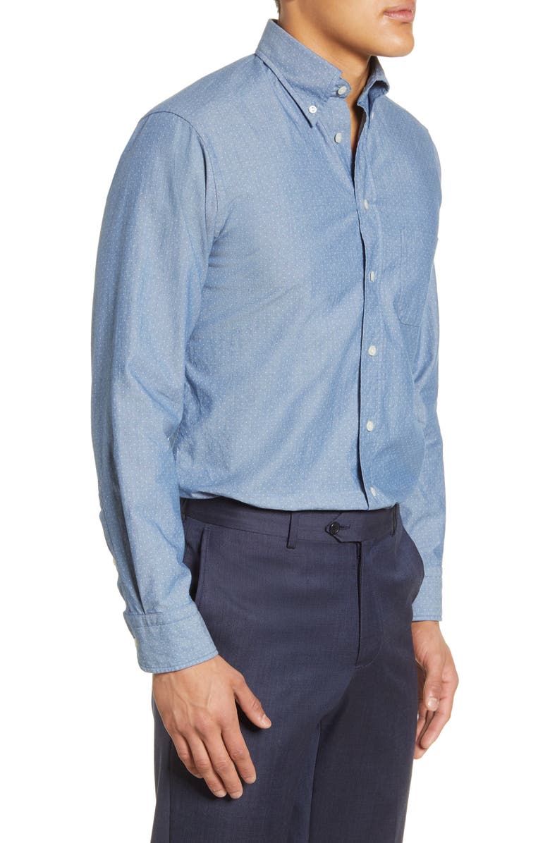 Eton Soft Casual Line Slim Fit Chambray Dot Casual Shirt, Alternate, color,