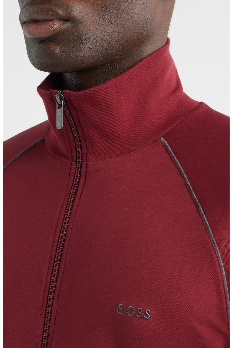 Mix Match Stretch Cotton Lounge Jacket, Alternate, color, DARK RED