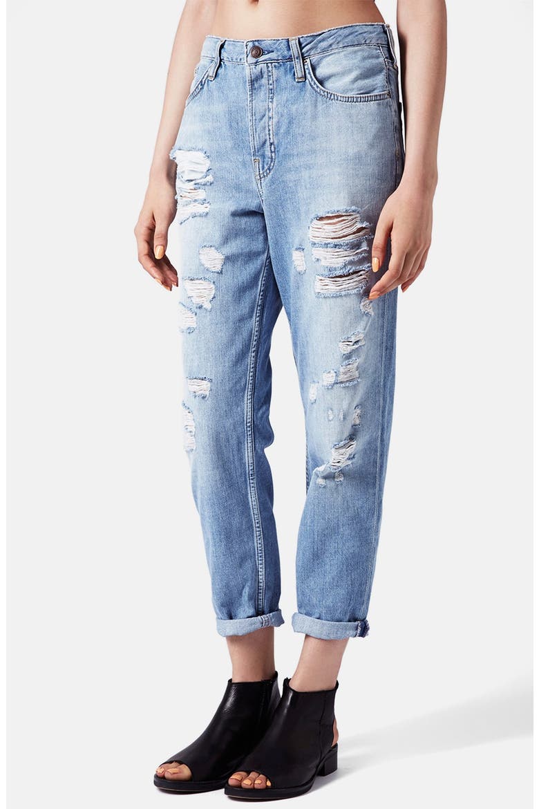'Hayden' Destroyed Boyfriend Jeans, Main, color, LIGHT DENIM