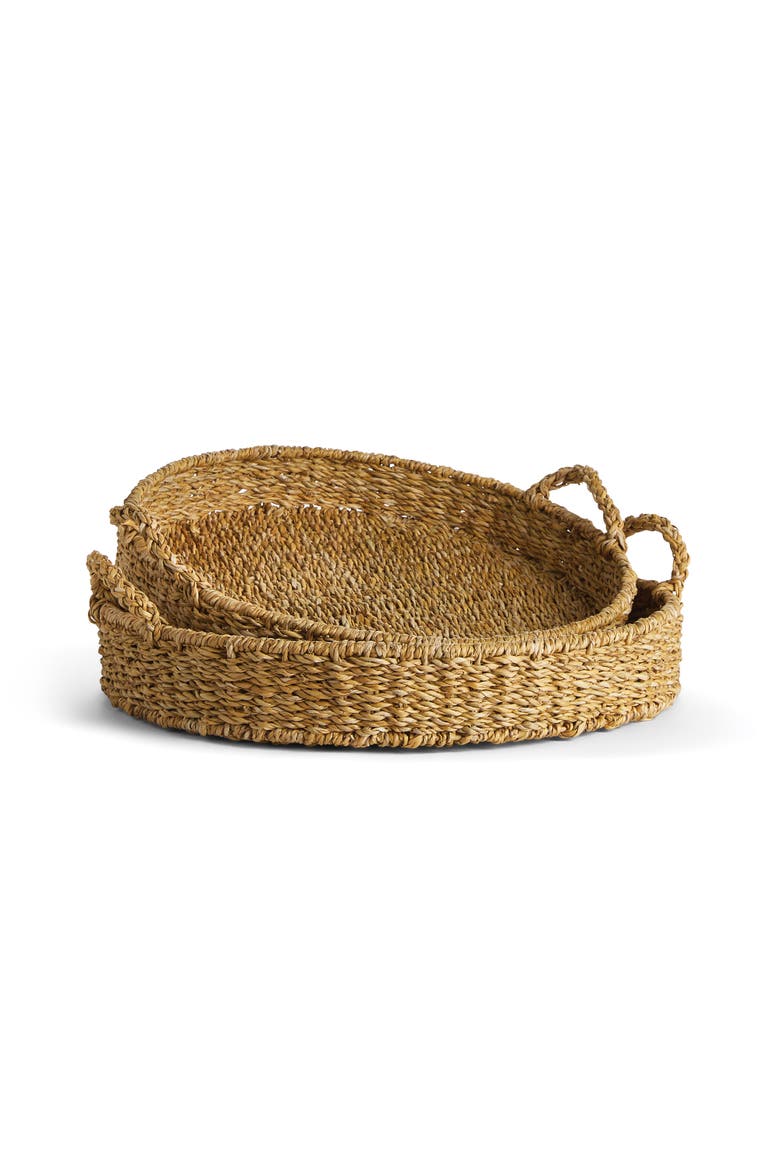 Seagrass Round Trays, Set Of 2, Main, color, Brown