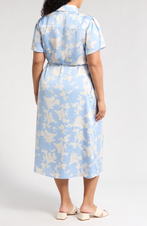 Nordstrom Rack Short Sleeve Wrap Dress In Blue- Ivory Terrace Floral