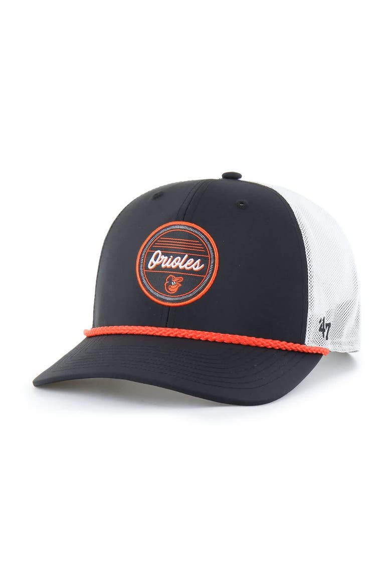 Men's '47 Black/White Baltimore Orioles Fairway Trucker Adjustable Hat, Main, color, Black