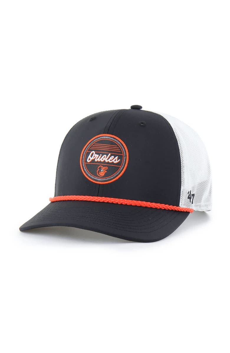 '47 Men's '47 Black/White Baltimore Orioles Fairway Trucker Adjustable Hat, Main, color, Black