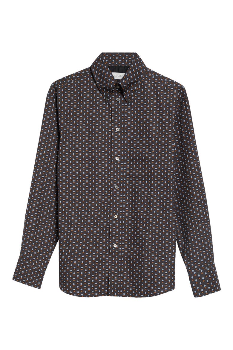 Printed Cotton Button Down Shirt, Main, color, STEEL/ OCRE