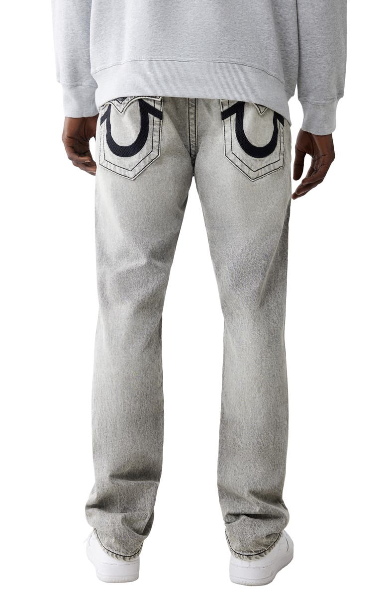 True Religion Ricky Mesh Embroidered Straight Leg Jeans, Alternate, color, Grey Wash