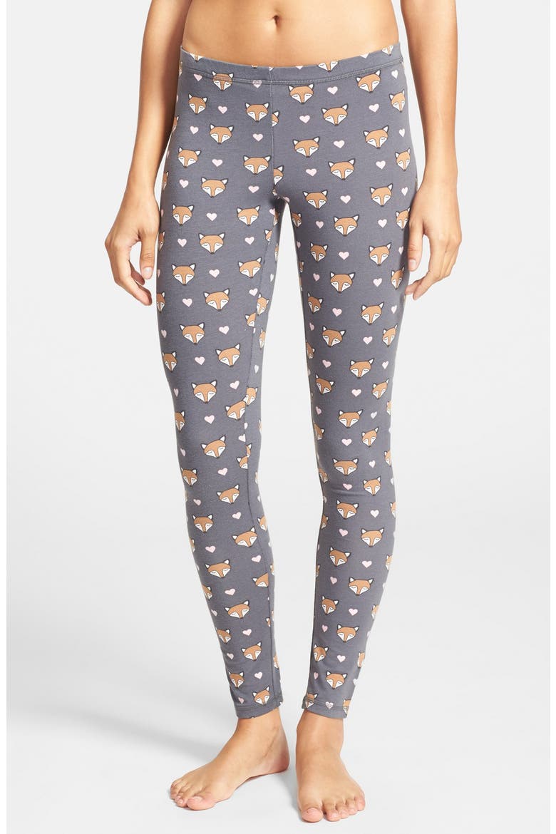 Print Leggings, Main, color, CHARCOAL/ FOXES