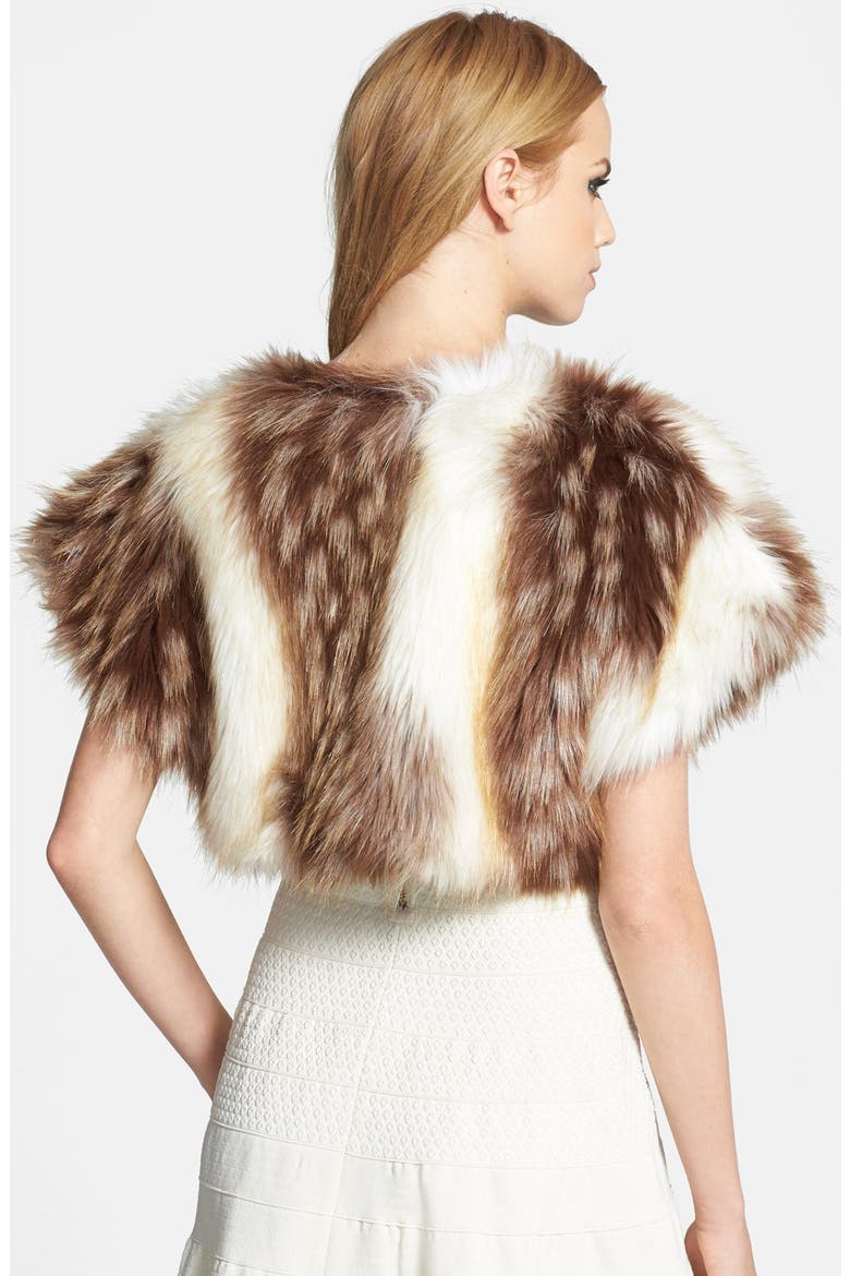 'Bambi' Faux Fur Bolero, Alternate, color, BROWN/ WHITE
