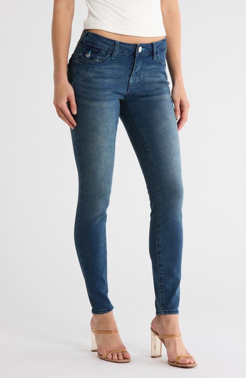 Jennie Mid Rise Flap Pocket Skinny Jeans