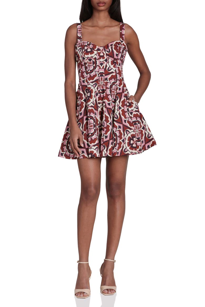 Corset Sweetheart Minidress, Main, color, CASABLANCA MOSAIC