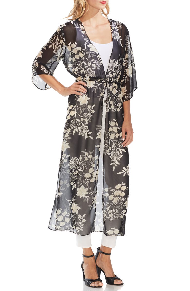 Vince Camuto Floral Getaway Chiffon Duster, Main, color,